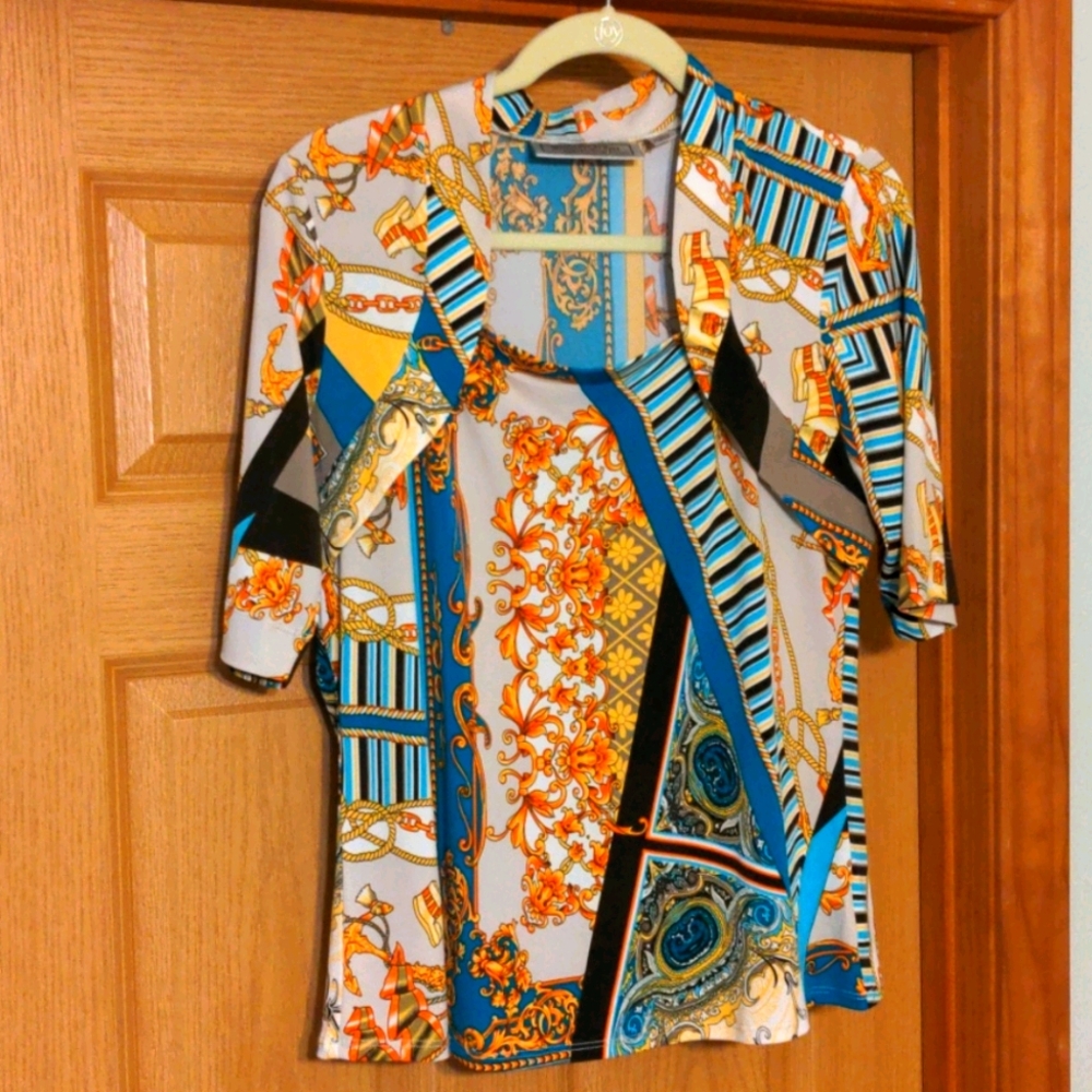 George Simonton Status print short sleeve top